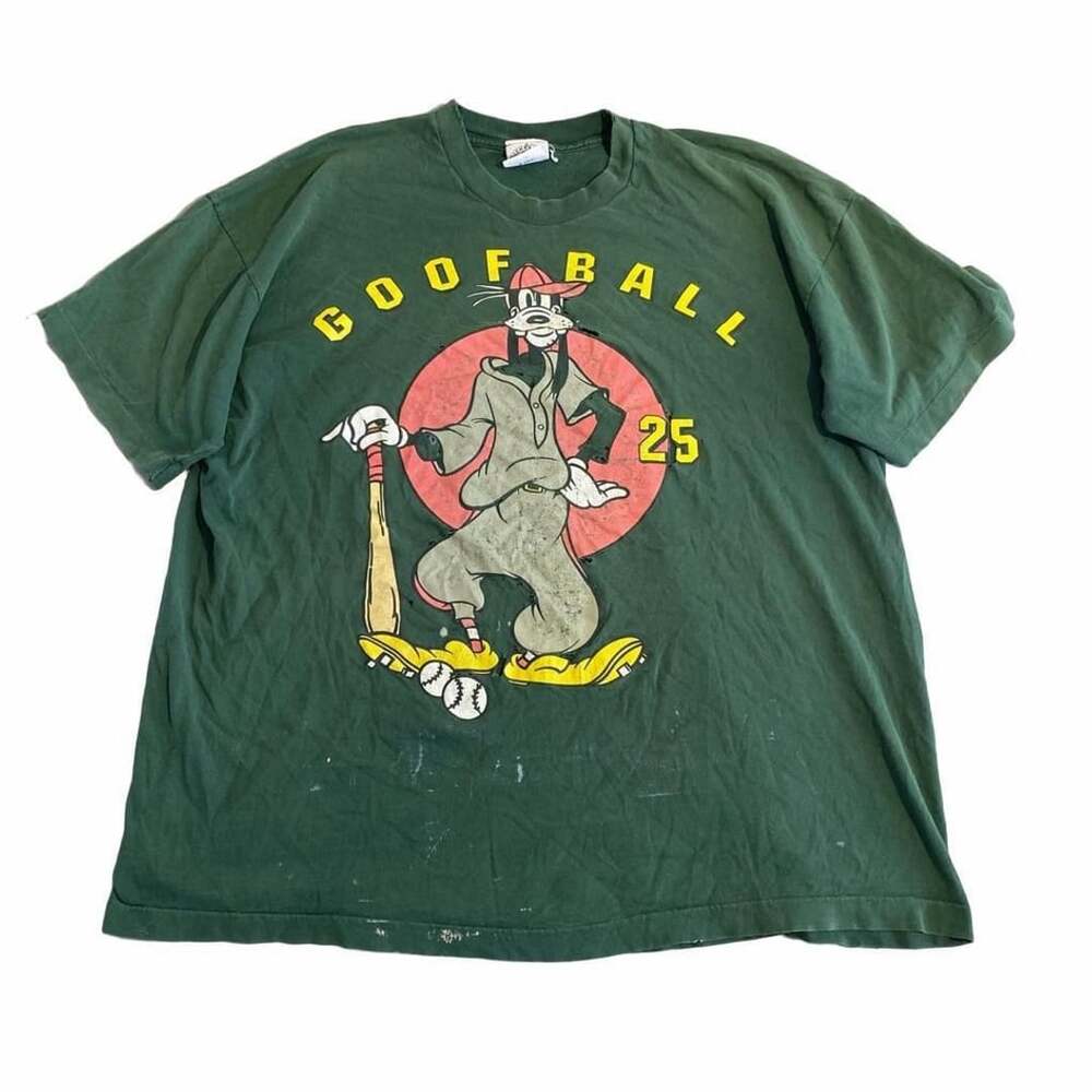 Mickey & Co Goofy Goofball Baseball T-Shirt Green Vintage